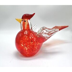 Beautiful Red Art Glass Cardinal Hand Blown Glass Bird Avian